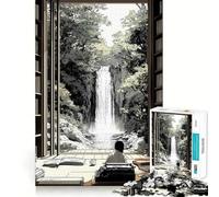 Vista della cascata dalla biblioteca Puzzle giapponese per ragazzi,1000 pezzi,gioco di memoria divertente,superficie liscia senza sbavature,regalo di compleanno,rompicapo (38x26cm)