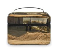 Vista della tipica Toscana Paesaggio Trucco Bag Portatile Viaggio Cosmetico Borsa Cerniera Organizzatore di Trucco Borsa da toilette per le Donne Signore, Vista Di Tipico Paesaggio Toscana, 25x18x15cm