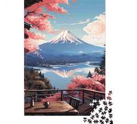 Vista montagna innevata e lago Puzzle 1000 Pezzi Carta per Adulti Terrazza Sakura Relax Decorazione Casa Regalo Famiglia Concentrazione 70x50cm/1000pcs