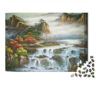 Vista montagna Puzzles 1000 Pezzi In Valle cascate cartone Resistente, Un Puzzle Per Gioco Educativo Per La Sgonfiatina, Ideale Per Attività Fuzzle Post-scuola, Grande Idea
