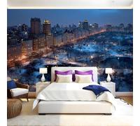 Vista Notturna Carta da Parati Fotografica Architettura di New York City Poster Giganti da Parete 400 x 280 cm Soggiorno Divano TV Hotel a Tema Corridoio di Lusso Sfondo Dipinto Murale