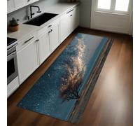 Vista Notturna Tappeto Runner CucinaPiccoli alberi sotto le stelle 50 x 80 cm Lavabile Anti-fatica Antiscivolo Pelo Corto Resistente e Decorativo per Casa Corridoio e Bagno