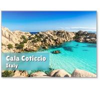 Vista panoramica di Cala Coticcio sull'Isola di Caprera, Situato nel Parco Nazionale dell'Arcipelago La Maddalena, Sardegna, Magnete da Frigo