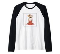 Vista Posteriore Donna In Cappello Da Sole E Vestito Maglia con Maniche Raglan