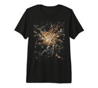 Vista satellitare Notturna della Terra dallo Spazio - Ungheria Budapest Maglietta Premium
