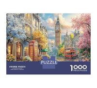 Vista strada Londra 1000 Pezzi Gioco Cerebrale Premium in Cartone Robusto Per Mantenere La Mente Agile Orologio Londra Street concepito Come Attività Di Svago E Regalo Per Donne O Uomini 52x38cm/1000p
