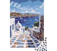 Vista sul Mar Mediterraneo Puzzle 1000 Pezzi Architettura Bianca Gioco di Puzzle 1000 Pezzi Relax Famiglia 38x26cm/1000pcs