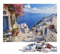 Vista sul mare di Santorini Puzzle in Legno 1000 Pezzi, Gioco da Tavolo