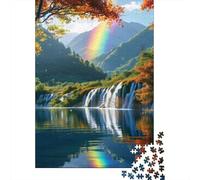 Vista sull'arcobaleno della cascata 1000 Tessere Paesaggio montano Cartone Resistente Puzzle Per Adulti E Ragazzi, Sfida Stimolante, Regalo Natale Compleanno Premium 70x50cm/1000pcs