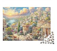 Vista Tramonto Parigi Stimolante Puzzle 1000 Pezzi Adulti Città Greca Antica Pecore Premium Spesse Resistenti Alta Qualità Vivaci Antistress 52x38cm/1000pz