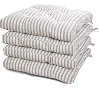 VISTE TU HOGAR Pack 4 Cuscini per Sedia, 40x40x5 CM, Effetto Tridimensionale, Imbottitura 100% Poliestere, Ideale per Sala da Pranzo, Terrazza,Ristorante, Colore Righe Grigie, Prodotto in Spagna