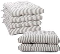 VISTE TU HOGAR Pack 6 Cuscini per Sedia, 40x40x5 CM, Effetto Tridimensionale, Imbottitura 100% Poliestere, Ideale per Sala da Pranzo, Terrazza,Ristorante, Colore Righe Grigie, Prodotto in Spagna