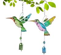 Vistnale Campanelli Eolici da Giardino 2 Pezzi Campanelli Eolici Colibrì Metallo Vetro Carillon Romantico Colibrì Ornamenti da Appendere per Giardino, Patio, Cortile, Stile Festa 1|Figurine