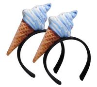Vistnale Cappello da gelato, Fascia per capelli da gelato 2 pezzi 8, 3x4, 7 pollici Fasce a forma di cono per donne Cappello di stoffa romanzo carino per Halloween, cosplay, costume, festa, blu