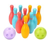 Vistnale Set da Bowling educativo, Set da Bowling per Bambini Giochi da Esterno per Interni per Giocattoli in plastica per Bambini 10 Pin 2 Palline per Giocattoli educativi precoci S