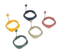 Vistreck 5 Anelli per Friggere Uova con Manico in Silicone - Set di Stampi per Uova e Frittata a Doppia Faccia