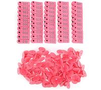 Vistreck Confezione da 100 Etichette Auricolari per Suini, Bovini e Pecore per l'identificazione del Bestiame - Etichette Auricolari Capre in Plastica Morbida, Non Tossiche (Rosa con parole (100))