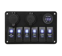 Vistreck Pannello Interruttori a Bilanciere 6 Gang con Funzione di | Comoda ricarica USB, design impermeabile, ideale per veicoli marini e SUV.