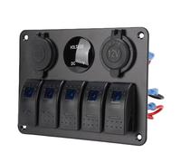 Vistreck Pannello Interruttori a Bilico 5 Gang con Porte USB per Auto e | Pannello in alluminio, design impermeabile, versatile per la nautica e i veicoli, ideale per luci e gadget