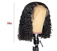 Vistreck Parrucca Frontale in Pizzo Ondulato con Onde Profonde per Donne Nere, Capelli Brasiliani 24 Pollici, densità del 150% Stile Nero Naturale (Come mostrato a colori)