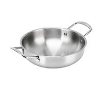 Vistreck Pentola per Ramen Biauricolare - Cuocispaghetti in Acciaio Inossidabile con Riscaldamento Uniforme per Spaghetti, Zuppe e Porridge, Design Coreano Portatile Ed Ecologico (24 cm)