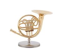 Vistreck Replica di Corno Francese Dorato in Miniatura da 4 Pollici con Supporto - Squisito Modello di Strumento in Ottone per Musicisti e Amanti della Musica