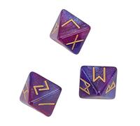 Vistreck Set di Dadi Runici da 3 Pezzi a 8 Facce per Astrologia e Divinazione - Colori Vivaci per l'apprendimento Mistico e le Previsioni (#1)