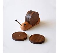 Vistreck Simpatico Set di Bicchieri in Legno a Forma di Lumaca con Magnete - 5 Pezzi Rotondi Isolati per Bevande e Protezione della Tavola