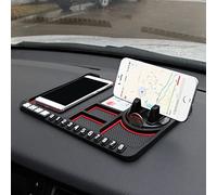 Vistreck Tappetino Antiscivolo Universale per auto: Supporto Multifunzionale per Telefono Sul Cruscotto e Tessera il Numero di Parcheggio (Rosso)