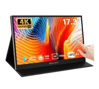 Visual Beat Monitor touchscreen portatile 4K da 17,3", UHD 500Nits 100% AdobeRGB IPS HDR, display da viaggio, USB, tipo C e HDMI, doppi altoparlanti, VESA e Smart Cover, per laptop, PC, telefono, PS4