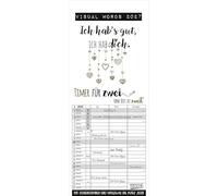 Visual Words Timer für 2 2027: Familienplaner mit 3 breiten Spalten. Typo-Art Familienkalender mit Ferienterminen, Vorschau bis März 2027 und vielem mehr.