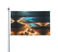 Visualizza sotto la luna Stampe Bandiera su entrambi i lati 3 x 5FT leggera e resistente al colore con asole Ideale per feste all'aperto e giardini.