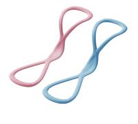 Visulong - Fasce di resistenza, per yoga e tiro, fascia per estendere il torace, per esercizi di figura 8, per donne e uomini (rosa + blu, 11,3 kg + 11,3 kg)