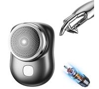 Visulong Shaver for Men, Mini Portable Electric Shaver, Pocket Size Wet and Dry, Honeycomb Knife Net, 0.1mm Thin Stainless Steel Foil, Double Ring 3D Knife Net, Floating Arc Surface Smooth (Gray)