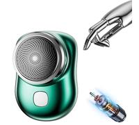Visulong Shaver for Men, Mini Portable Electric Shaver, Pocket Size Wet and Dry, Honeycomb Knife Net, 0.1mm Thin Stainless Steel Foil, Double Ring 3D Knife Net, Floating Arc Surface Smooth (Green)