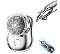 Visulong Shaver for Men, Mini Portable Electric Shaver, Pocket Size Wet and Dry, Honeycomb Knife Net, 0.1mm Thin Stainless Steel Foil, Double Ring 3D Knife Net, Floating Arc Surface Smooth (Silver)