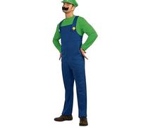VISVIC Cosplay Costume Costumi da idraulico Super Brothers, Costume con Tuta, Cappelli e Baffi, Costume Classico di Carnevale Cosplay di Halloween, per Uomini Donne Ragazzi Ragazze, Uomo Verde, L