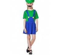 VISVIC Cosplay Costume Costumi da idraulico Super Brothers, Costume con Tuta, Cappelli e Baffi, Costume Classico di Carnevale Cosplay di Halloween, per Uomini Donne Ragazzi Ragazze, Ragazze Verde, L