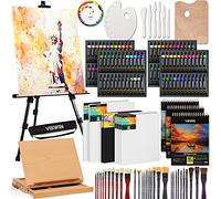 VISWIN 148 Pezzi Kit Pittura Super Deluxe con Cavalletto da Tavolo e da Campo, 96 Colori ad Olio, Acquerello e Acrilici, Tela, Pennello, Set Pittura Professionale per Adulti, Artista