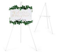 VISWIN 160 cm H Treppiede in Legno Espositore Cavalletto per Segno di Nozze, Poster, Cavalletto Artista A-Frame Pavimento con Vassoio per Pittura, Tela, Cavalletto Pieghevole - Bianco