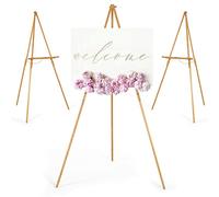 VISWIN 3 Pezzi 160 cm H Treppiede in Legno Espositore Cavalletto per Segno di Nozze, Poster, Cavalletto Artista A-Frame Pavimento con Vassoio per Pittura, Tela, Cavalletto Pieghevole - Naturale