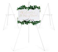 VISWIN 3 Pezzi 160 cm H Treppiede in Legno Espositore Cavalletto per Segno di Nozze, Poster, Cavalletto Artista A-Frame Pavimento con Vassoio per Pittura, Tela, Cavalletto Pieghevole - Bianco