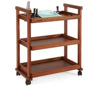 VISWIN 93 cm H art Cart Storage Organizer 3-Tier, Carrello Multiuso Rotante in Legno di Faggio Massiccio con Ruote Piroettanti, Carrello Multifunzionale per Lo Studio, l'Aula e la Cucina