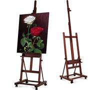 VISWIN Cavalletto a H Grande Esteso, Cavalletto Regolabile Professionale in Legno di Faggio con 4 Ruote & Vassoio, Cavalletto Dipingere da Studio Stabile per Adulti, Artisti