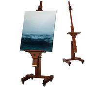 VISWIN Cavalletto da Studio Grande Professionale, Inclinabile all'Orizzontale, Cavalletto Elegante Regolabile in Legno di Faggio con 4 Ruote, Cavalletto Stabile Dipingere per Adulti, Artisti, TV
