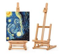 VISWIN Cavalletto da tavolo H 64 cm, robusto e regolabile in legno di faggio, per tele fino a 40,6 cm, cavalletto portatile per adulti, artisti, principianti - Naturale