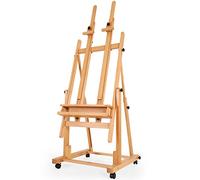 VISWIN Cavalletto Doppio Albero Extra Large Telaio ad H, Inclinazione Piatta, Cavalletto Regolabile in Legno Massello di Faggio per Impieghi Gravosi con Vassoio, Cavalletto Artista Mobile per Adulti