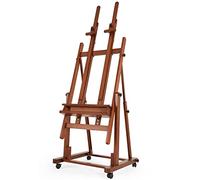 VISWIN Cavalletto Doppio Albero Extra Large Telaio ad H, Inclinazione Piatta, Cavalletto Regolabile in Legno Massello di Faggio per Impieghi Gravosi con Vassoio, Cavalletto Artista Mobile per Adulti