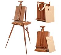 VISWIN Cavalletto Francese, Cavalletto da Campo Regolabile in Legno di Faggio con Tavolozza, Strumento di Livello e Gamba Della Scala, Cavalletto Portatile per Pittura da Tavolo e da Pavimento