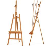 VISWIN Cavalletto Inclinabile A-Frame di Altezza Massima 226 cm, Grande Cavalletto Artistico da Studio con Vassoio, Cavalletto per Pittura in Legno Massello di Faggio per Adulti, Studenti - Naturale